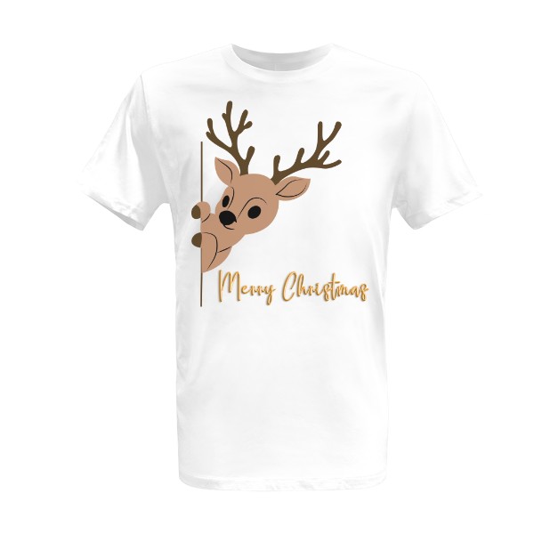 Tričko s potiskem Unisex Vánoční oděv s potiskem Soba a nápisem Merry Christma